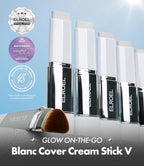 🎉BUY 1 GET 1 FREE🎉[OFFICIAL ELROEL PRODUCT] ELROEL BLANC Cover Cream Stick V w/ Detachable Brush - Korean Skin Care Color-Changing Foundation Stick with Collagen Capsules (0.45 oz)