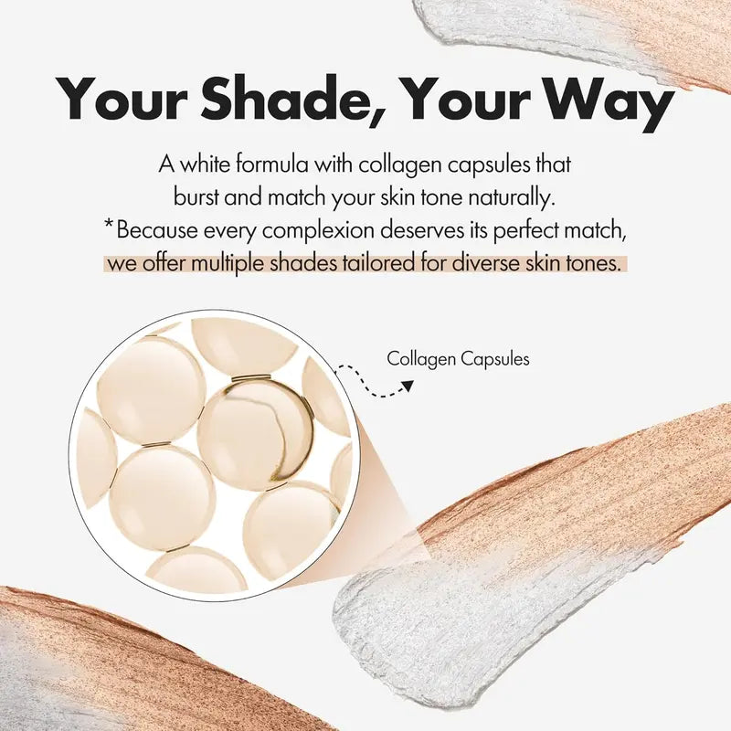 🎉BUY 1 GET 1 FREE🎉[OFFICIAL ELROEL PRODUCT] ELROEL BLANC Cover Cream Stick V w/ Detachable Brush - Korean Skin Care Color-Changing Foundation Stick with Collagen Capsules (0.45 oz)