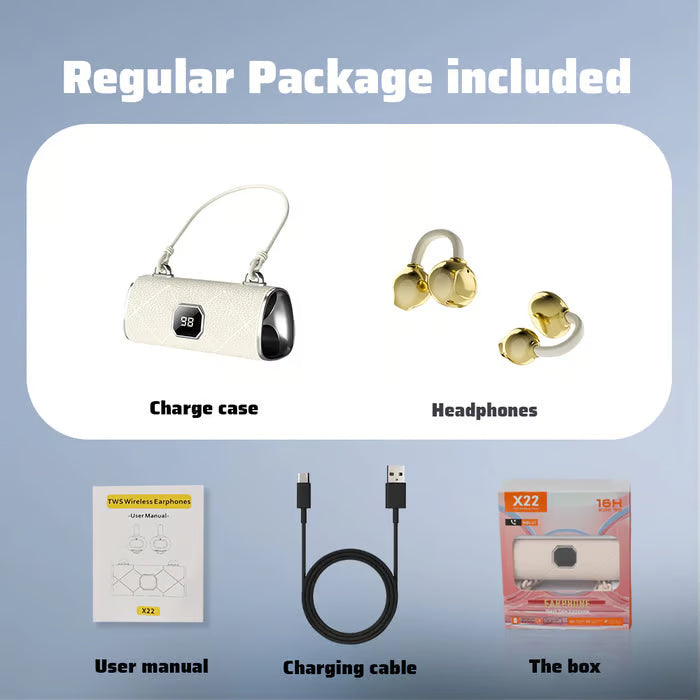 Fashionable Clip-On Wireless Headphones with Handbag