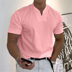 💎 Men's Gentleman Business Short Sleeve T-Shirt – V-Neck, Breathable Cotton Blend & Available Up to 5XL 👕✨