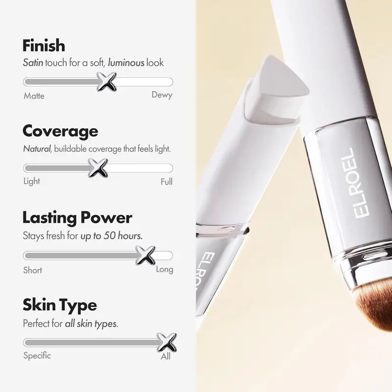 🎉BUY 1 GET 1 FREE🎉[OFFICIAL ELROEL PRODUCT] ELROEL BLANC Cover Cream Stick V w/ Detachable Brush - Korean Skin Care Color-Changing Foundation Stick with Collagen Capsules (0.45 oz)