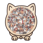 🎁Nice Christmas Gift🎅135-Piece Morandi-Colored Cat Shaped Wooden Jigsaw Puzzle