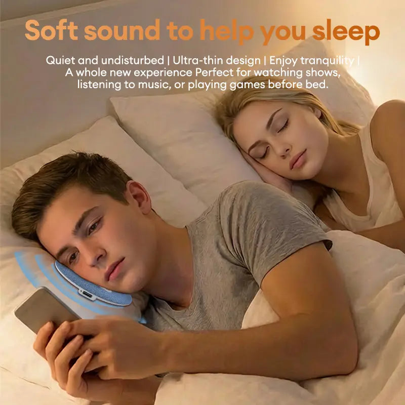 HYUNDAI S1 Ultra-Thin Bluetooth Pillow Speaker with Bluetooth 6.0, 3D White Noise, Soft Immersive Sound Field, Pillow CD Player for Bedtime Music & Audiobooks, Headphone-Free Sleep Speaker, Compatible with Android & iOS