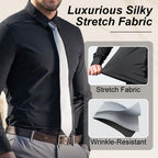 Men's Silky Wrinkle Resistant Solid Color Stretch Shirt🔥💕(BUY 2 FREE SHIPPING)